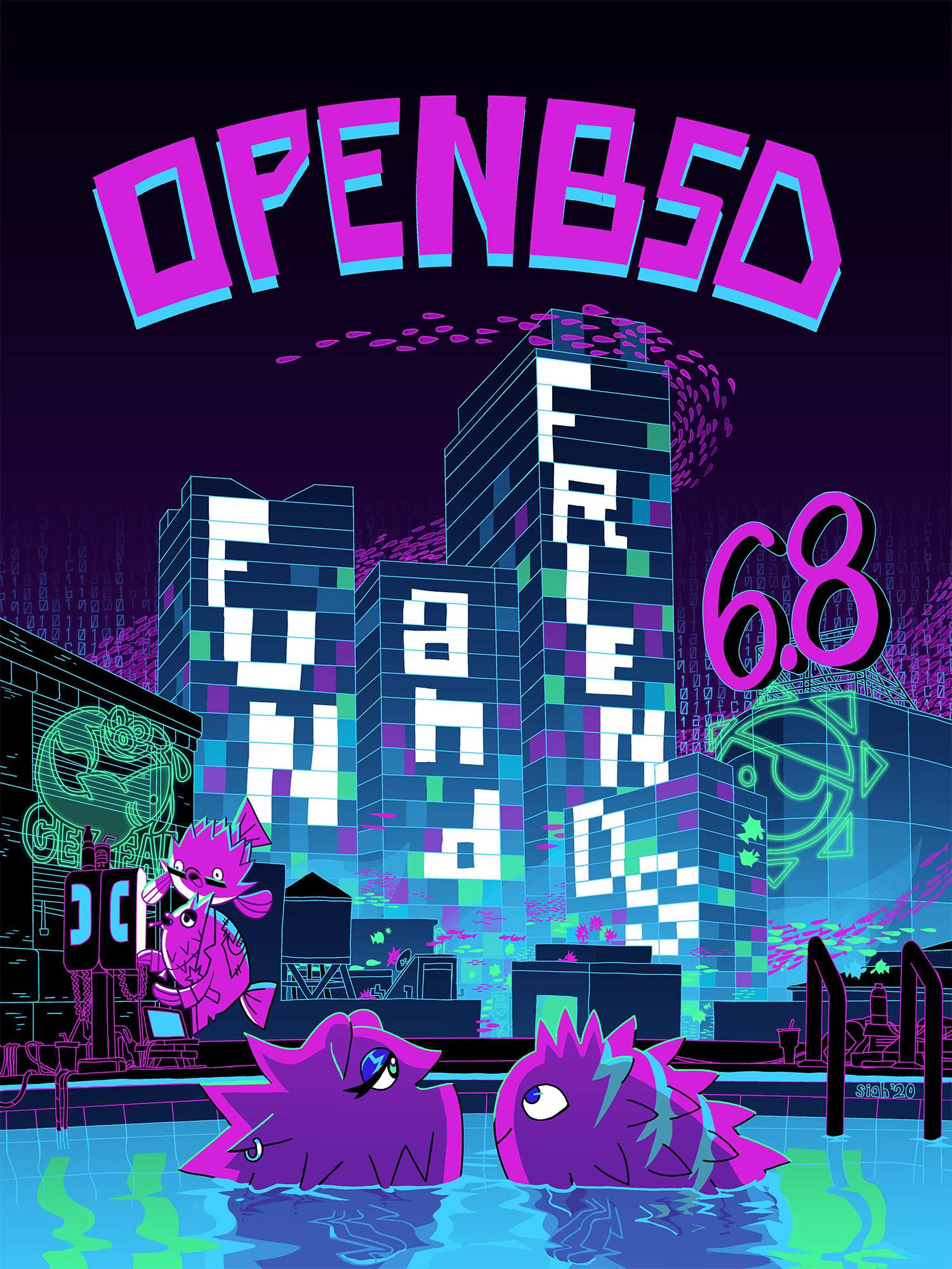 Logo da versão 6.8 do OpenBSD.