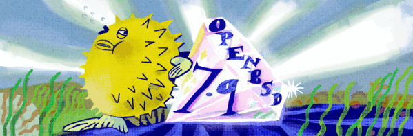 Puffy — mascote da versão estável OpenBSD 7.9